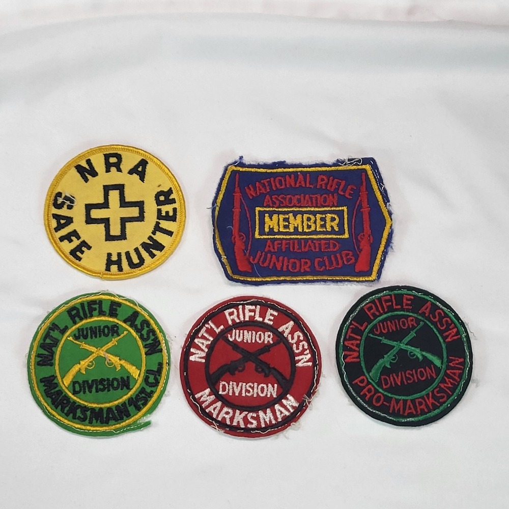 Vintage NRA Junior Division Marksman Safe Hunter Patch‎ Lot of 5 Embroidered